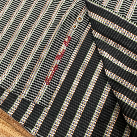 Robert Graham Cotton Black Multi Flip Cuff Floral Contrast Button Down Shirt XL - Picture 4 of 7